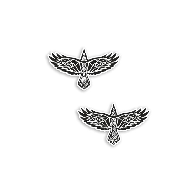 2 x 10cm Celtic Raven Vinyl Stickers - Viking Symbol