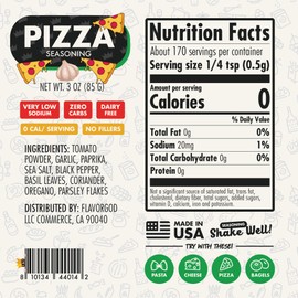 Pizza Seasoning Mix by Flavor God - Premium All Natural & Healthy Spice Blend for Grilling Chicken, Beef, Seafood, Vegetables, Salad, Tacos, Ravioli, & Pasta- Kosher, Gluten-Free, Dairy-Free, Vegan, Keto Friendly