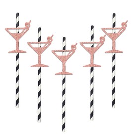 Fetch Me A Martini Paper Straw Decor, A Tini Bit Older Decor， Martini Straws, Tropical Hawaiian Beach Summer Party Decorations, Martini Themed Bachelorette Party Decorations Supplies Rose Gold