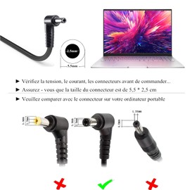 DTK Laptop Charger AC Power Supply for ASUS Output: 19V 4.74A 90W Charger Power Supply Power Supply Plug: 5.5 x 2.5 mm