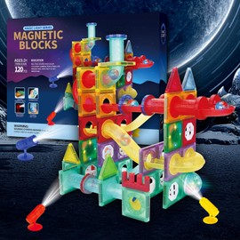 Muja Bloques de Construcción Magnéticos 3D Juguetes Construccionde 120 Piezas con luzBolas y Tubos, Imanes para Niños, Juguete Educativo y Regalo...  