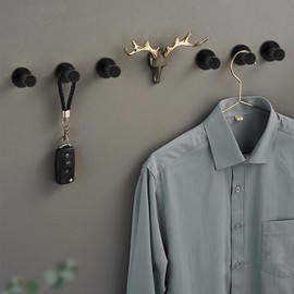 WJUAN 4 Pcs Black Round Wall Hooks, 53 mm Concealed Coat Hooks Suitable for Installation in The Kitchen, Bathroom, Study and Master Bedroom to Hang Objects