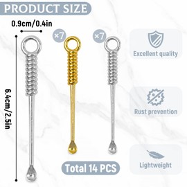 14pcs Two Color Mini Spoons Alloy Coke Spoon Snuff Spoon Portable Can Be Used As a Pendant for Salt Fillings Spices Powders and Other Multipurposes