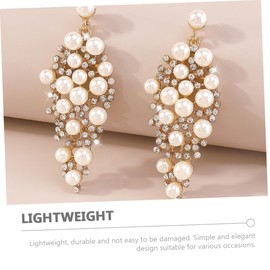 FOMIYES Elegant Pearl Dangle Earrings for Women Rhinestone Ear Studs Jewelry Stylish Faux Pearl Accessories for Parties Anniversaries Daily Wear for Friends Loved Ones