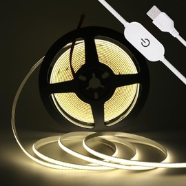 Wisada Dimmable COB LED Strip Light USB Powered - 2M Flexible FCOB LED Fairy Light CRI90+, Cuttable per 50MM | 320LEDs/M | | Natural White 4000K | Home Decor - Power Supply Not Included