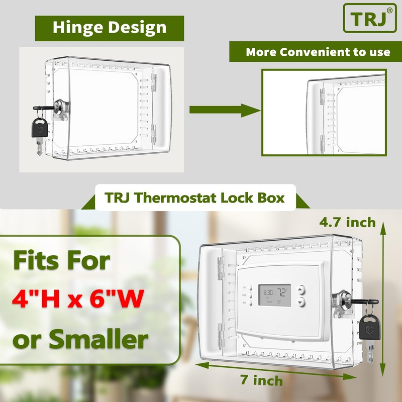 6 PCS Thermostat Lock Box with Key, Large Thermostat Cover