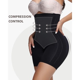 SHAPESHE No-Slip Tummy Control Shapewear High Waisted Seamless Panties Postpartum Shorts Fajas Colombianas Compression Black