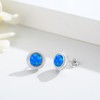 Twoowl Blue Opal Stud Earrings 925 Sterling Silver Blue Stone