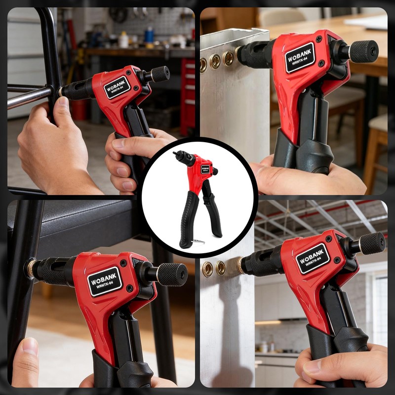 WOBANK Rivet Nut Tool Kit, 8" One Handed Rivnut Tool