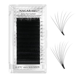 NAGARAKU Russian Volume 3D, 4D, 5D-20D, 0.07 mm Thickness, C Curl, 10 mm, Light-Dense, Easy Fan Eyelash Extensions, Artificial Eyelashes, 12 Rows, Black