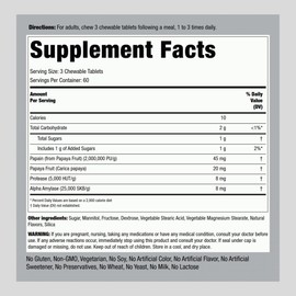 Piping Rock Papaya Digestive Enzymes Chewables | 180 Tablets | Supplement for Women and Men | Tropical Flavor | Vegetarian, Non-GMO, Gluten Free Formula