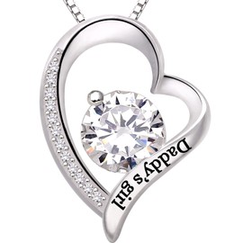 ALOV Jewelry Sterling Silver "Daddy's girl" Love Heart Pendant Necklace