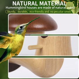 Hummingbird House,2023 New Mushroom Wooden Hummingbird Houses for Outside for Nesting, Gardening Gifts,Home Garden Decoration,3 Pack