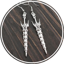 bySantana – Schwert Ohrringe für Frauen oder Männer – Handgemacht Fantasy Gothic Dolch – Lang Mittelalter Waffe Schmuck – Coole Geschenkidee (Hook earrings)