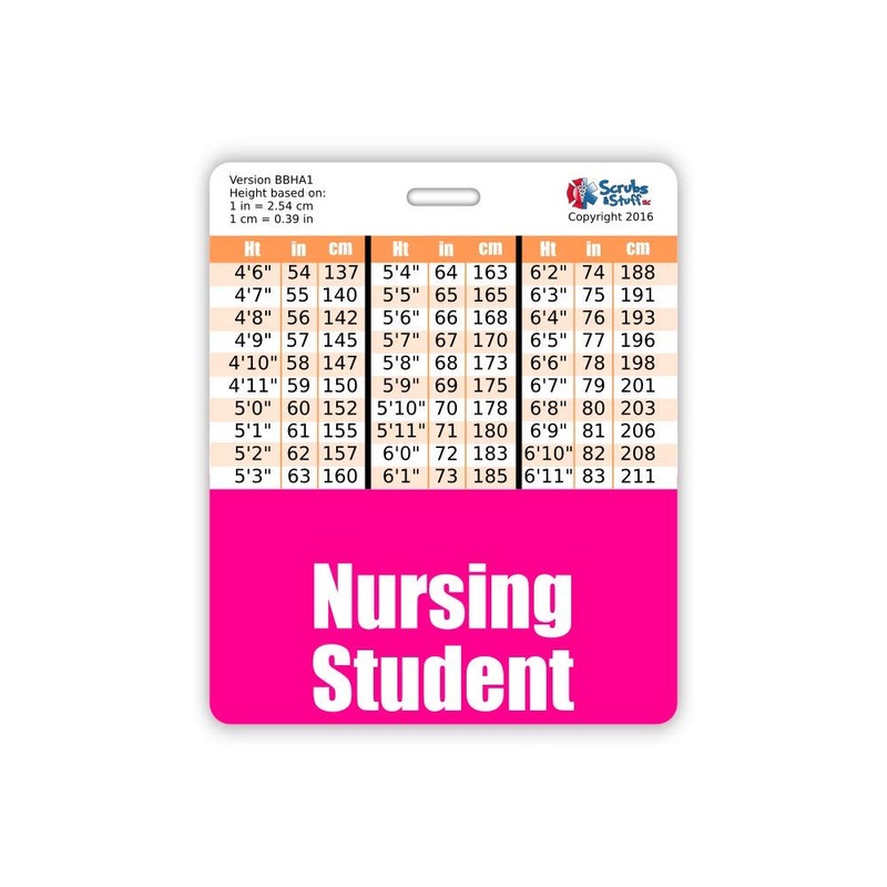 Nursing Student Badge Buddy Horizontal w/Height & Weight Conversion Charts