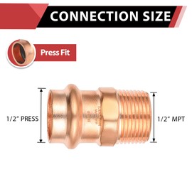 (Pack of 10) EFIELD Press Copper Fittings,1/2-Inch Press x 1/2-inch Male NPT Copper Adapters