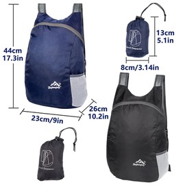 Feibmir 2 Ultra Lightweight Foldable Backpacks,Water Resistant Hiking Daypacks,Packable Rucksacks for Men Women Kids Travelling Outdoor Camping Climbing Cycling Walking