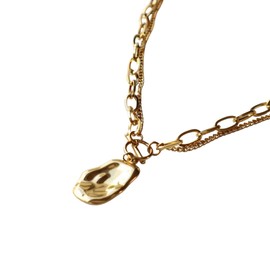AJIRO ACCESSORY N169 Necklace, Pendant, Double Layer, Lariat Chain, Office, Stylish, Women's, Gift, Present, Daily Gold, Jewelry, Stainless Steel