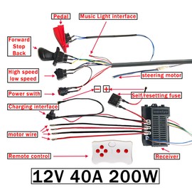 POLYNX 12 Volt Power Wheel DIY Modified Wires,High Power Self-Made Children Electric Car Wires Harness and Power Wheel Remote Kit Weelye 2.4G Remote Controller Kit Ride On Replacement Accessories