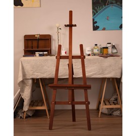 DJAR Wooden Art Easel for Painting,Adjustable Pine Wood Floor Easels for Adults Artist Beginners,Hold Canvas up to 39'',Tool-Less Installation Easel,Walnut