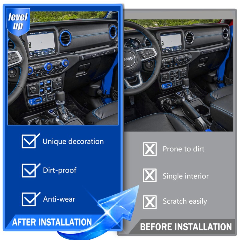 SENSHINE AC Knob Cover Vent Outlet Trim Ring for Jeep
