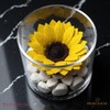 Premium-rose.com Round Box with Stabilized Sunflower and Carrara Marble Unique