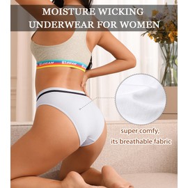 Eiggam Moisture Wicking Womens Underwear Stretch No Show Panties Soft Breathable Workout Hipster Underwear Cotton Panties for Women Pack(L)
