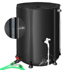 Rain Barrels to Collect Rainwater from Gutter - Portable Water Storage Tank Water Barrel Rainwater Collection System Rain Catcher Include Filter Two Spigots and Overflow Kit (66 Gallon, Black)