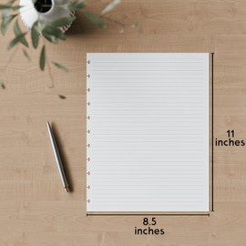Discbound Letter Size Lined Paper Refill, 250 Sheets (500 Pages), 8.5 in x 11 in, 100 GSM, 11 Disc Notebooks
