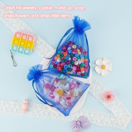 Organza Bags 4x6,50Pcs Sheer Mesh Bags Drawstring,Small Mesh Gift Bags,Drawstring Gift Bags, Wedding Favor Bags, Candy Bags Pouches for Party, Birthday,Festival,Soaps, Makeup, Wrapping Supplies,Blue