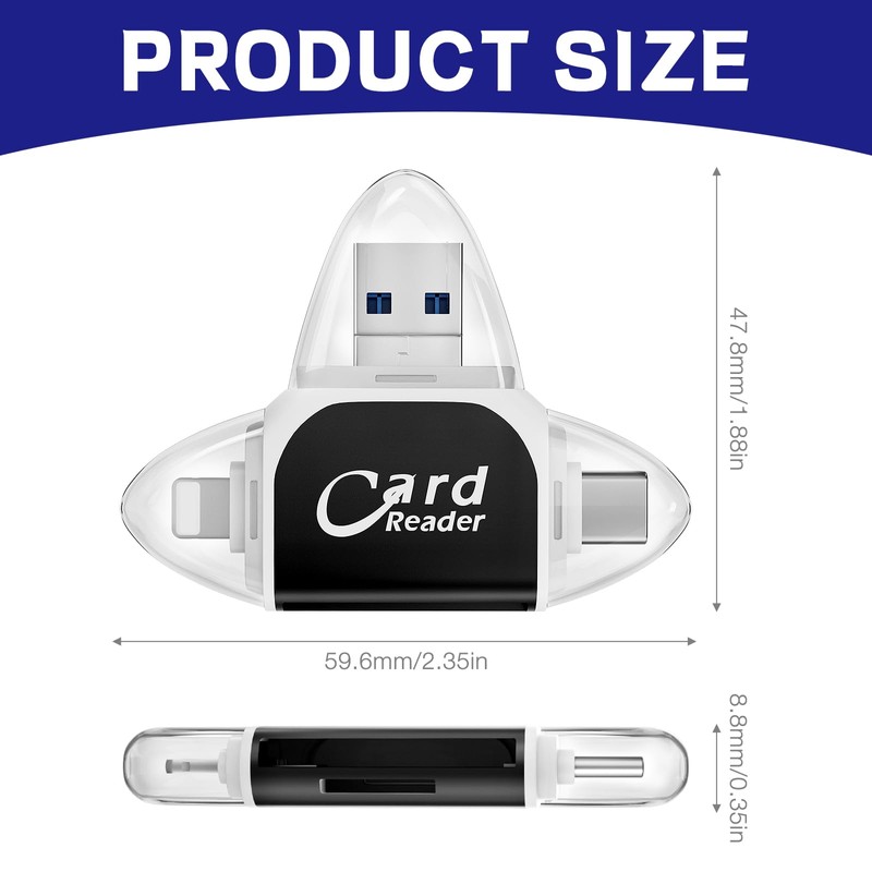 Mineup Multi-Port 4 in 1 Universal SD TF Card Reader,