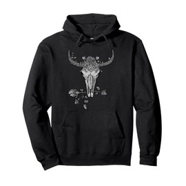 Vintage Cow Skull With Flowers | Men Women Gift Tee Pullover Hoodie