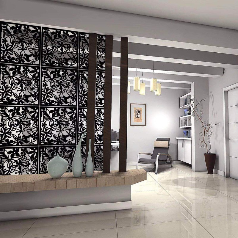 ANMINY 24 PCS Hanging Room Divider Flower Carving Pattern Panels