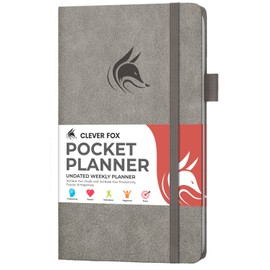 Clever Fox Pocket Planner Weekly – Undated Monthly Goal Planner and Calendar, Mini Planner Perfect for Purse, 3.7x6.7" (Gray)