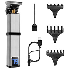 Hair Clippers for Men, USB Electric Hair Clippers LED Screen Rechargeable Shaver Cordless Beard Trimmer Men Barber Hair Cutting Machine for Men (Color : Silvery)