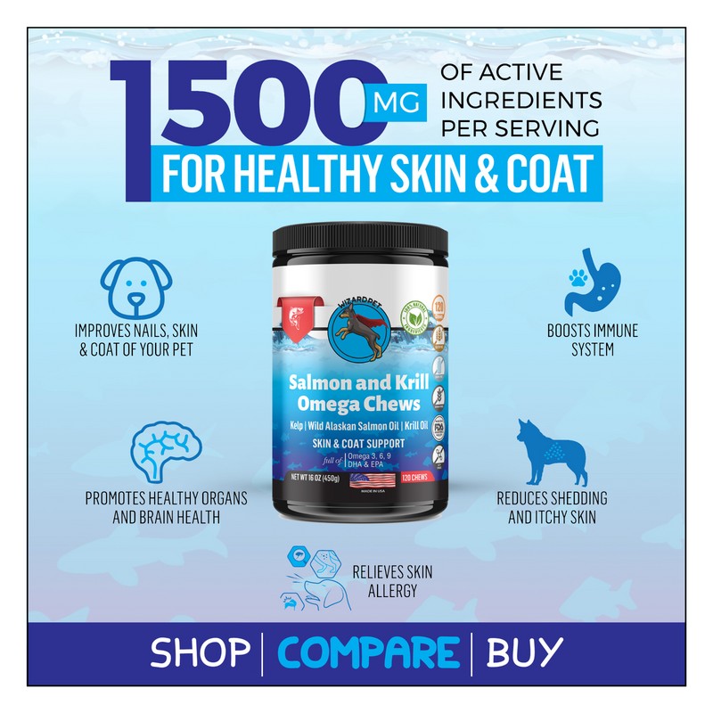 WIZARDPET Krill & Salmon Oil Dog Soft Chews Omega 120