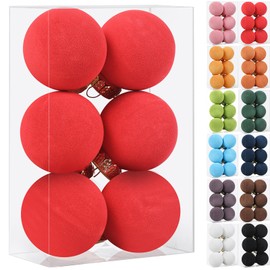 Emopeak 2.36Inch Christmas Balls for Xmas Tree, Art Paint with Matte Frosted Texture, Water-Based Paint Shatterproof Yule Decorative Balls Ornaments Xmas Decor for Indoor Chrimbo Party Red