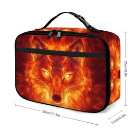 Guiteinyi Fire Wolf Lunch Bag Insulated Reusable Lunch Box Tote Bag For Women Men Work Picnic Travel
