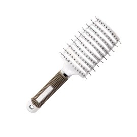 Curved Vented Detangling Hair Brush with Round Glazed Teeth for Curly, Detangling, Wavy Hair Ergonomic Design with Magnet Suspend Hole, Suitable Hair Type: Curly, detangling,