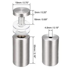 sourcing map pack of 4. Glass Spacer Screws Holder Stainless Steel for 24 mm Long 12 mm DRM