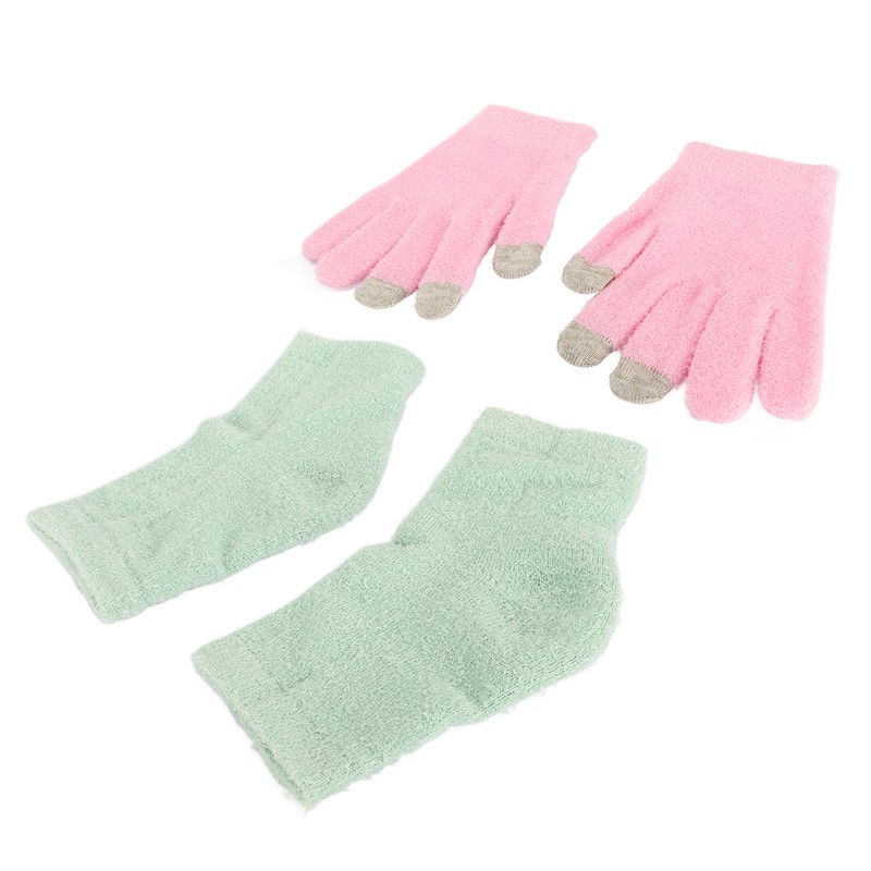 Pink Moisturizing Hand Gloves Touch Screen Prevent Cracked Skin Green
