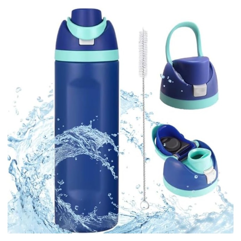 Stainless Steel Water Bottle with Straw, 24 oz, Thermal Insulated,