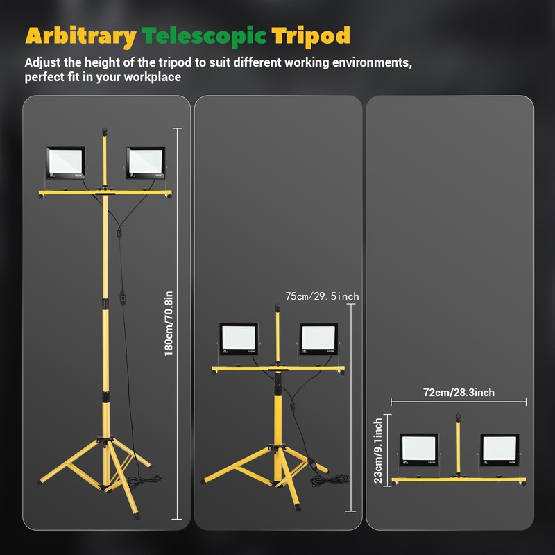 Dollate 30000 Lumen LED Work Lights with Stand, 2 Head,