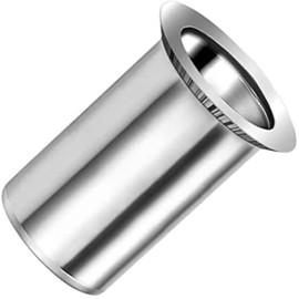 M8 Blind Rivet Nut, Threaded Insert with Countersunk Head, Round Body and Open End, 8 mm Nutsert, Galvanised Steel Rivnut for Steel, Alloy, Copper, Plastic and Composite Tempered Glass (50 pcs.)