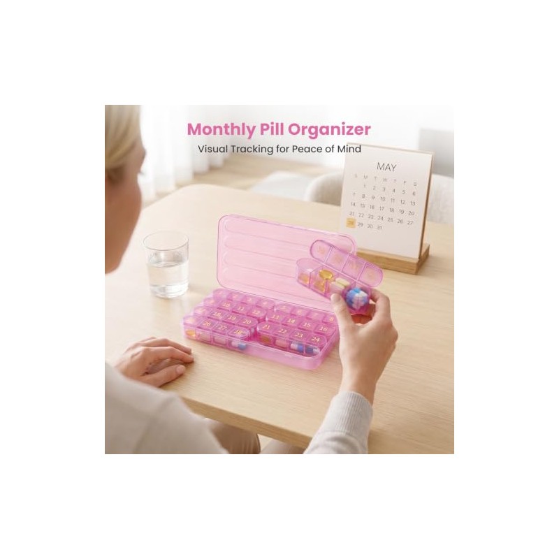 Daviky Monthly Pill Organizer 1 Time a Day, 30 Day