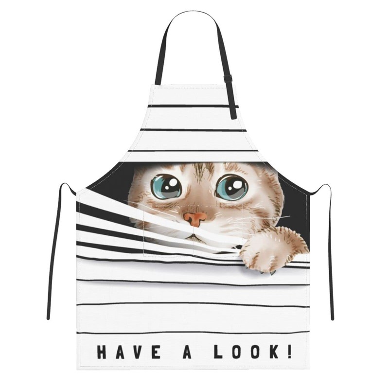Echoserein Cute Cat Kitten Apron Adjustable Bib Aprons With 2