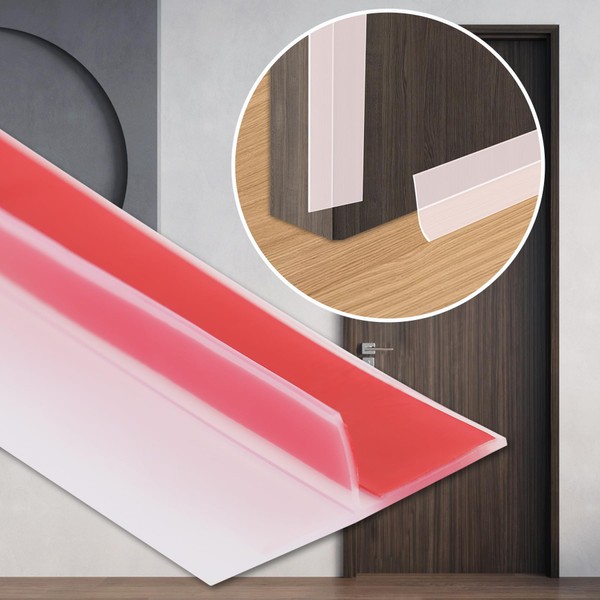 Coengwui Peel and Stick Shower Door Draft Stopper, T-Shaped Silicone