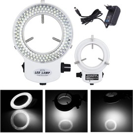 Tiamu LED Microscope Ring Light, Optical Stereo Microscope Ring Light with 144 Beads, LED Camera Ring Microscope, Brightness 0-100% Adjustable, Ring Lamp Illuminator for Stereo Microscope (EU Plug)
