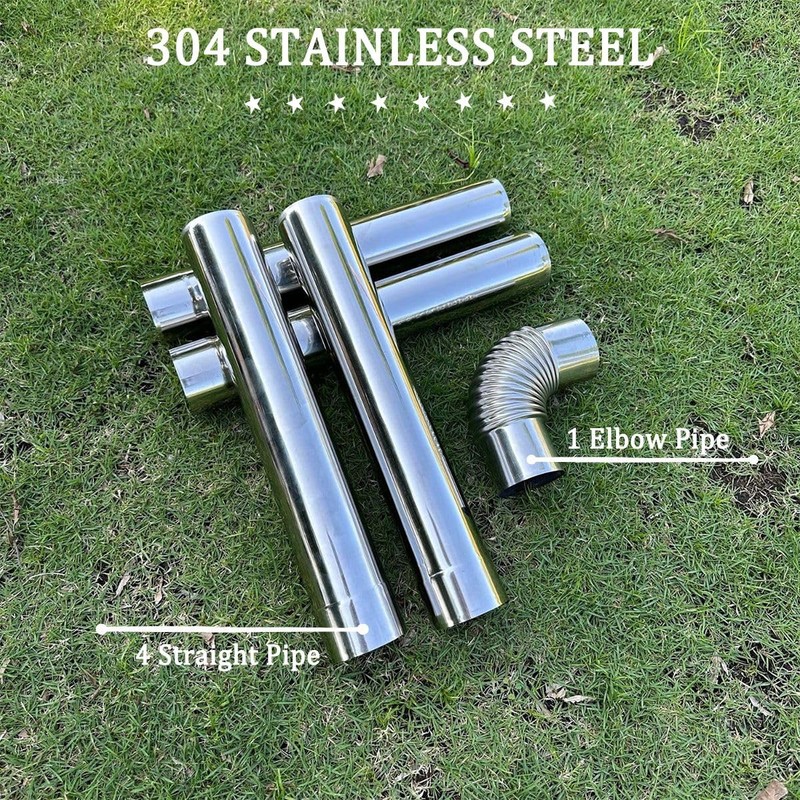 SoloWilder Wood Stove Pipe 2.36" Flue Extension Stainless Steel 14.17in