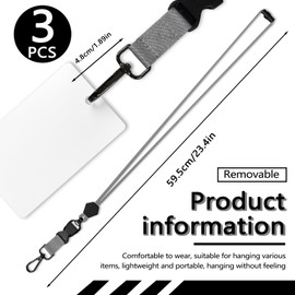 Thatyro 3 Pack Breakaway Lanyards, Adjustable Woven Badge Holder String with Detachable Buckle & Clip, Heavy Duty Keychain Necklace for ID Women Men Keys Cruise Ship Card (Gray)